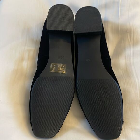 GG COLLECTION BLACK VELVET BALLET FLATS WITH SQUARE BLACK DETAIL.  NEW I… - Picture 5 of 12
